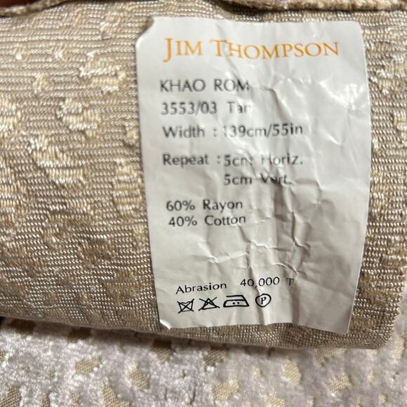 Jim Thompson KHAO ROM  Flocked Geometric Upholstery Fabric Sample 36x26 in - Picture 12 of 16